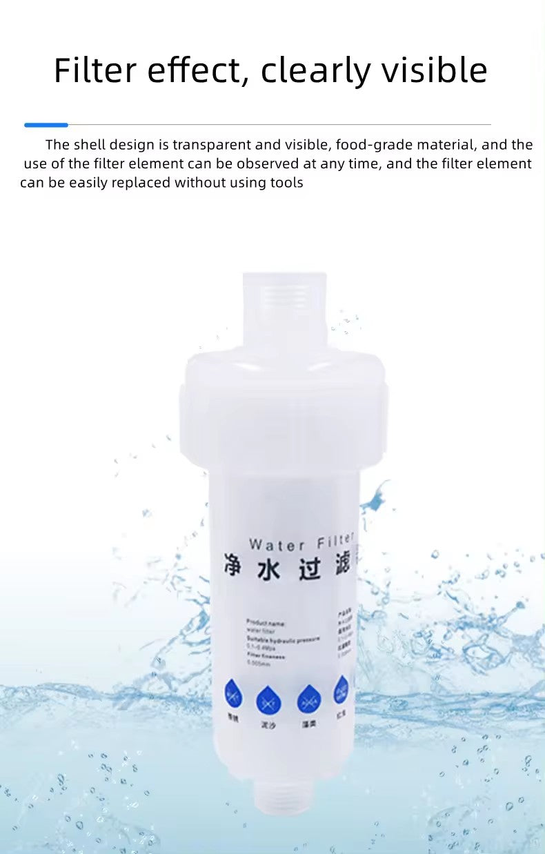 F1 Water purifier filter, pre - filter to purify tap water, reduce limescale, etc. The PP cotton filter element is replaceable, suitable for water quality purification in various water - using scenarios. F1 Water purifier filter, pre - filter to purify tap water, reduce limescale, etc. The PP cotton filter element is replaceable, suitable for water quality purification in various water - using scenarios.